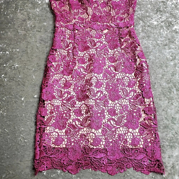 Lulu's Back To You Magenta Lace Bodycon Dress - Picture 3 of 9